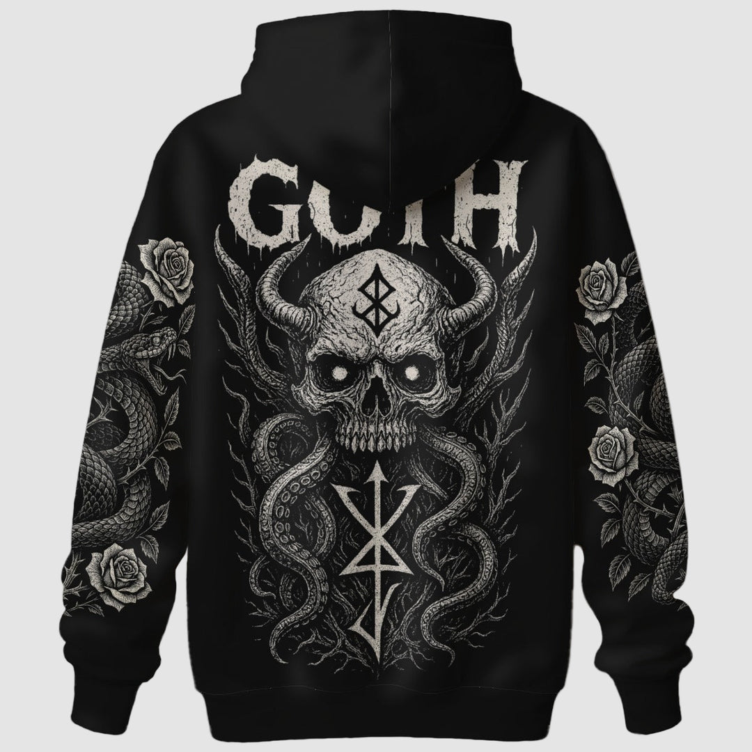 トップス gothic letter waffle hooded sweat Gothic Letter Print Hoodie