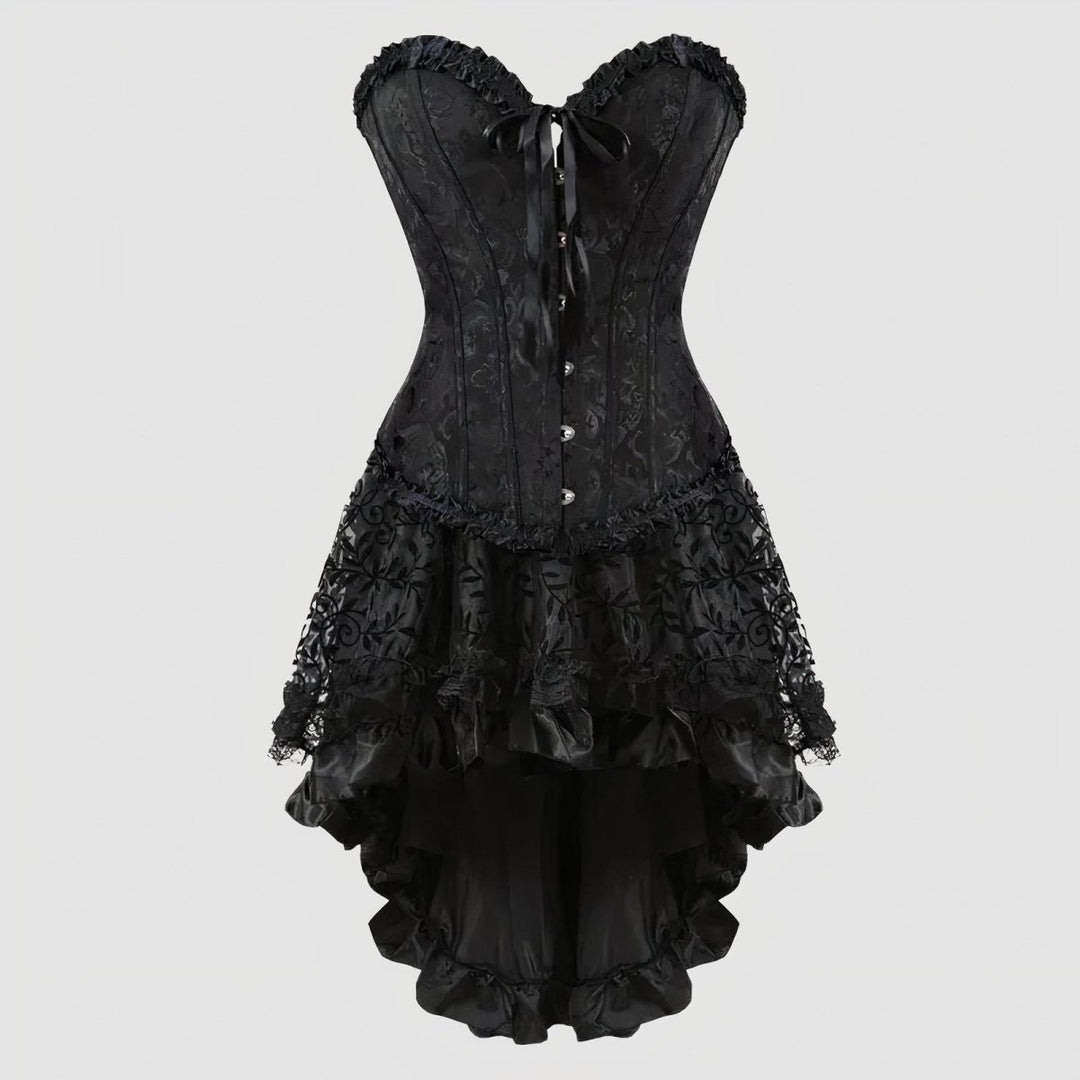 victorian style corset dresses Victorian Elegance Lace Corset Dress -Vintage Aesthetic Outfit Cream / M
