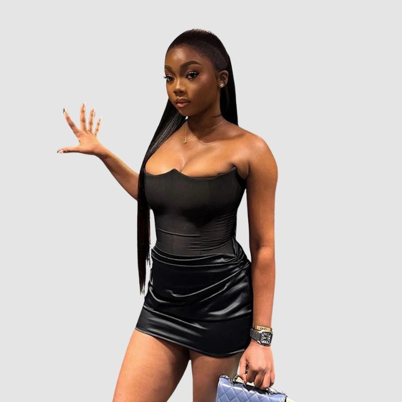 Black Off Shoulder Goth Mini Dress