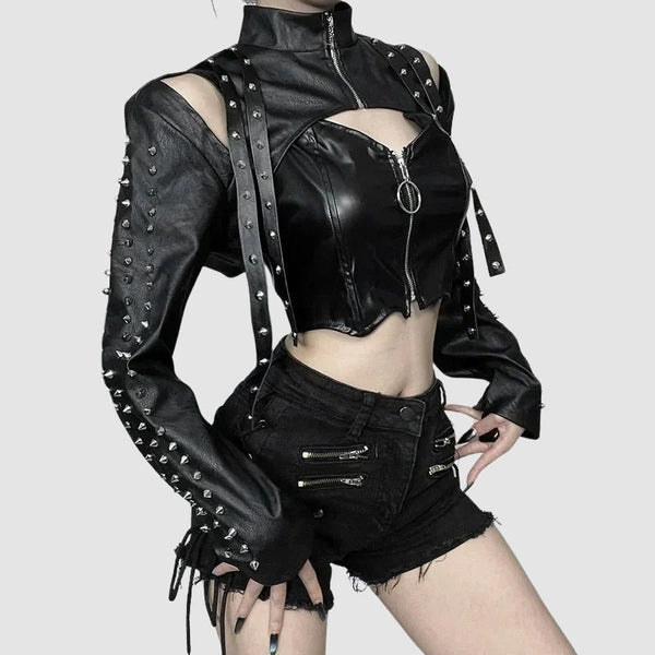 Castle Gothic alternative studded strap industrial style faux