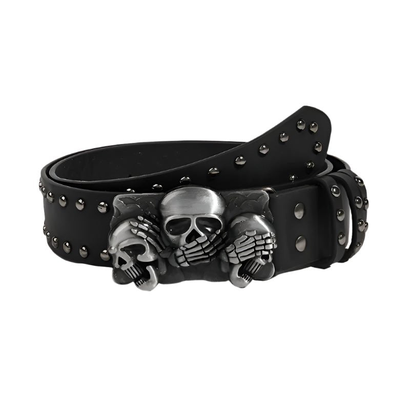 Belt & Skull Buckle with 7 Skulls Total Rock Y2K Black Faux Leather Metal Studs Amazon.com: CWCYYDSYY Skull Studded Belts Y2K Punk Hip Hop  main image 2