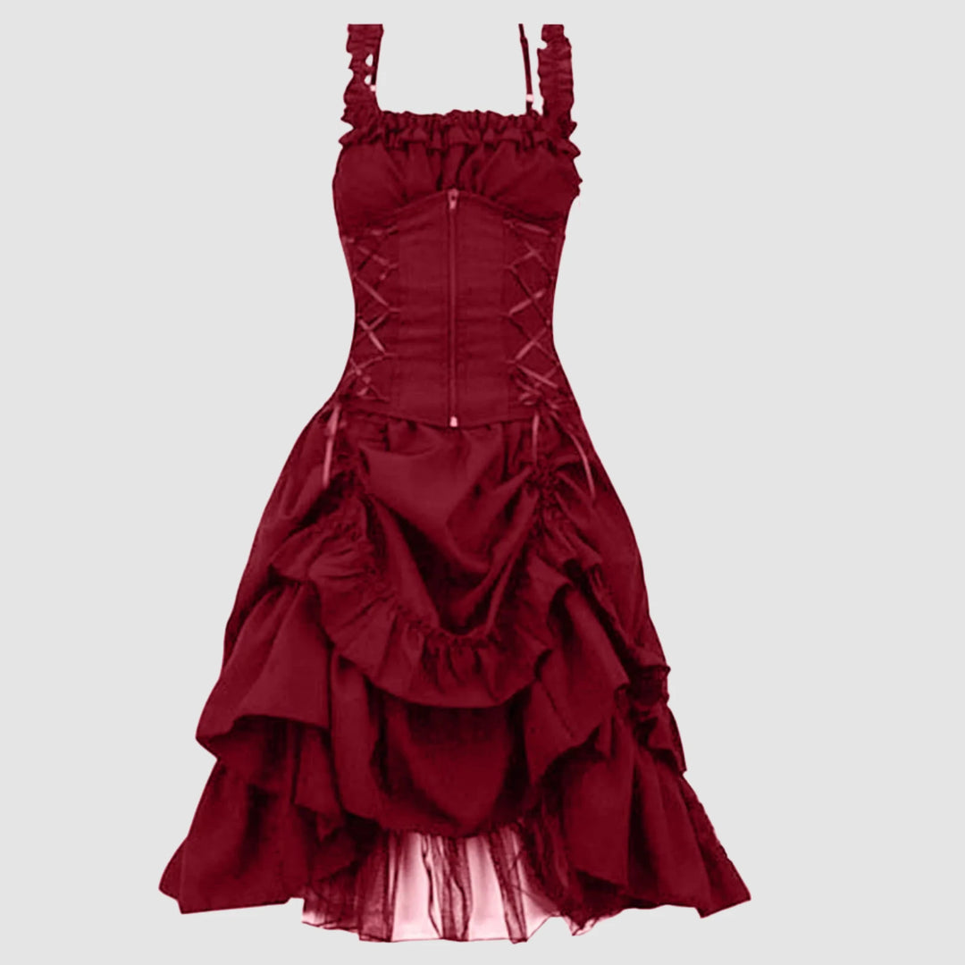 red gothic victorian dress Gothic Victorian Dress Red with Ruffles
