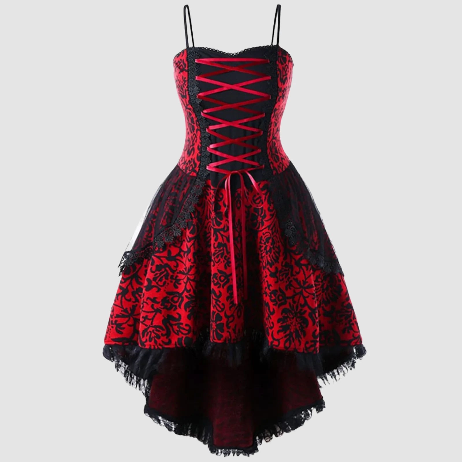 Black and Red Gothic Lace Dress