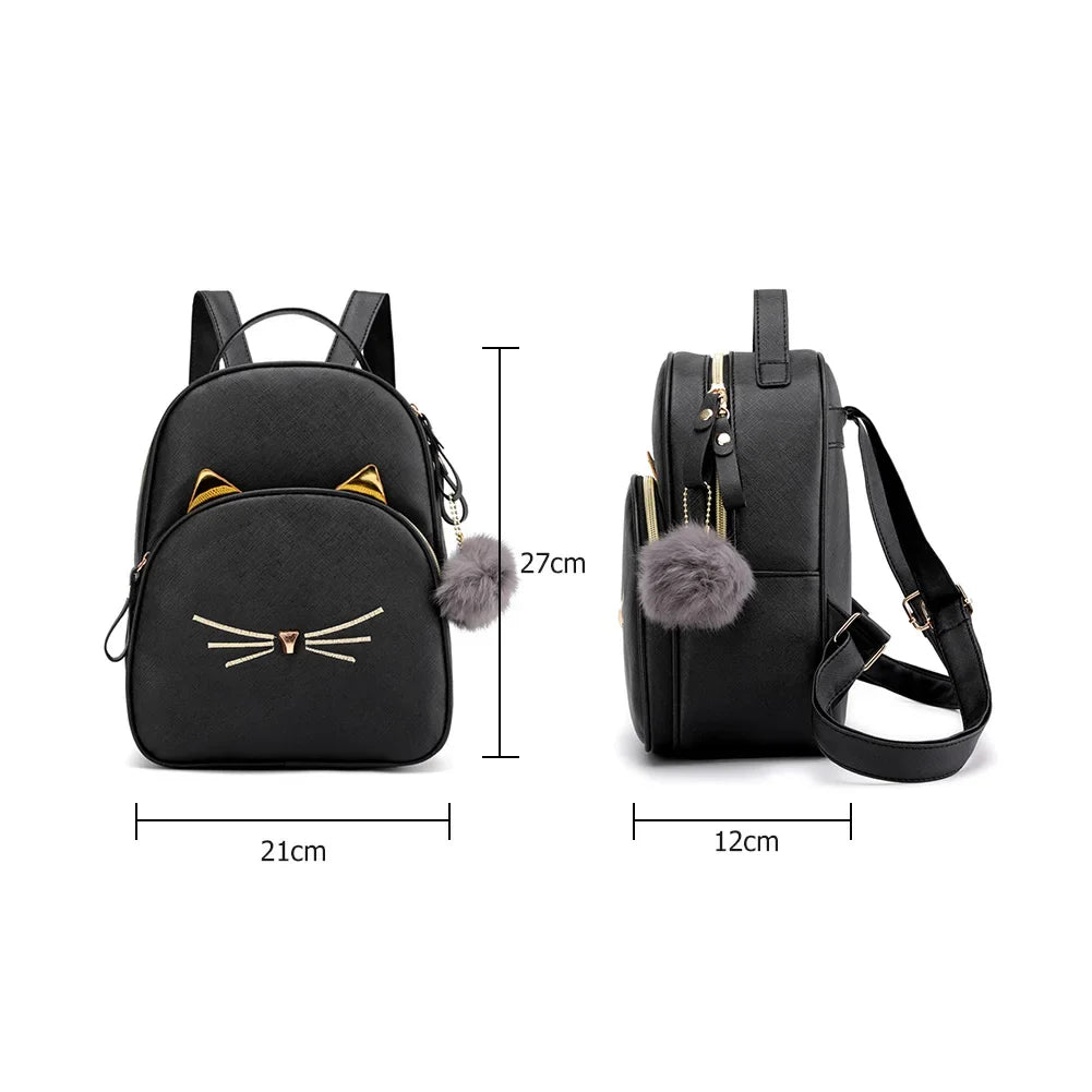 girls black cat mini backpack Women's Castle Gothic Cat Travel Backpack