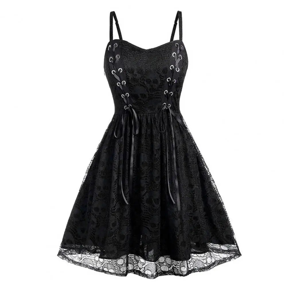 Gothic Lace Dress – Purple, Skulls, Vintage Punk