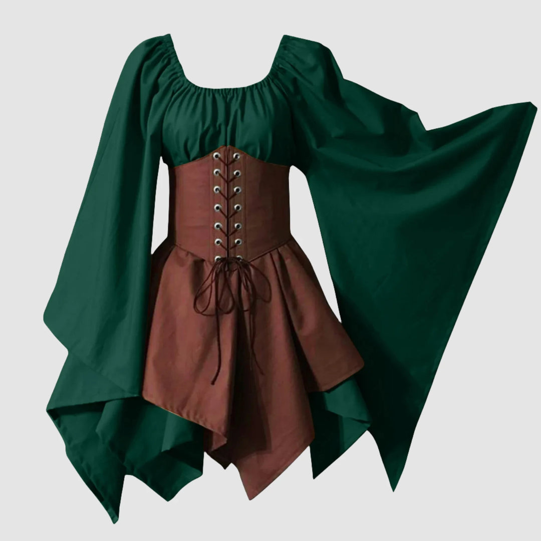 green gothic dress Vintage Gothic Green and Black Dress with Corset
