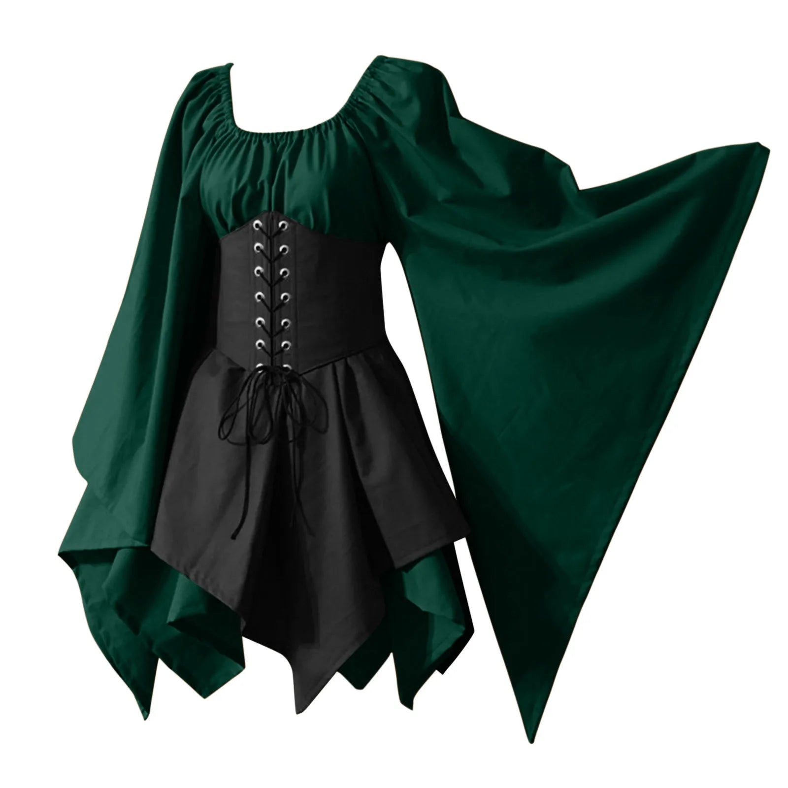 Castle Gothic Vintage Green and Black Gothic Dress with Corset Castle Gothic Vintage Green and Black Gothic Dress with Corset