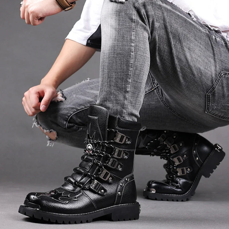 Men s Gothic Motorcycle Boots Black Castle Gothic