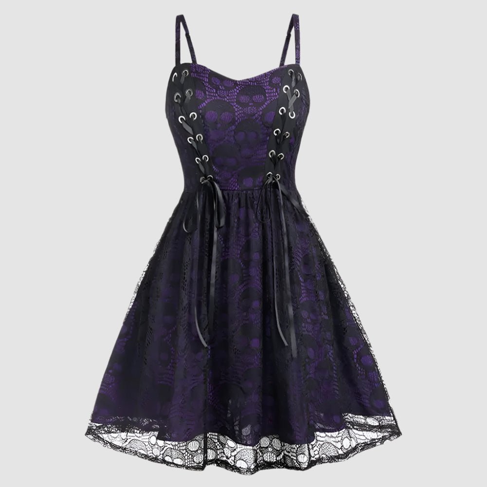 Gothic Lace Dress  Purple, Skulls, Vintage Punk