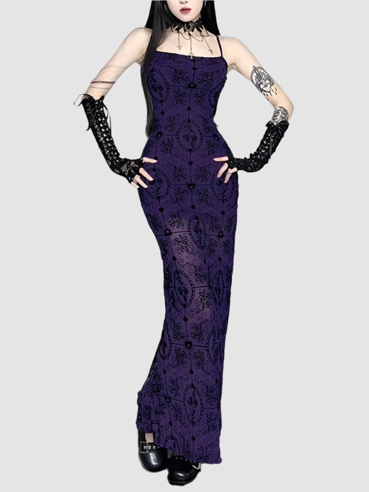 Gothic Maxi Dress Purple, Lace, Dark Elegance Gothic Maxi Dress Purple, Lace, Dark Elegance
