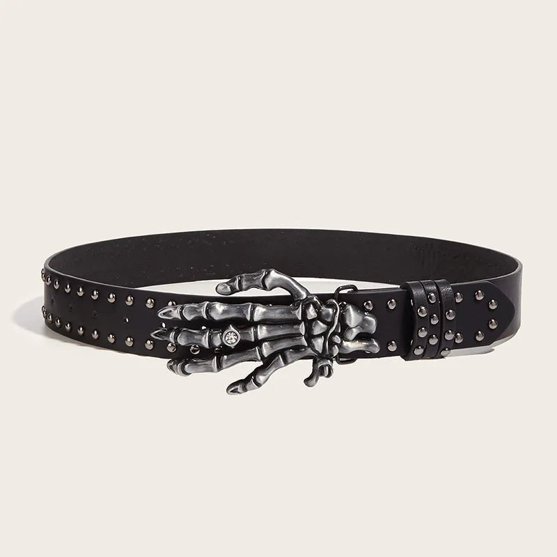 Belt & Skull Buckle with 7 Skulls Total Rock Y2K Black Faux Leather Metal Studs Amazon.com: CWCYYDSYY Skull Studded Belts Y2K Punk Hip Hop  main image 3