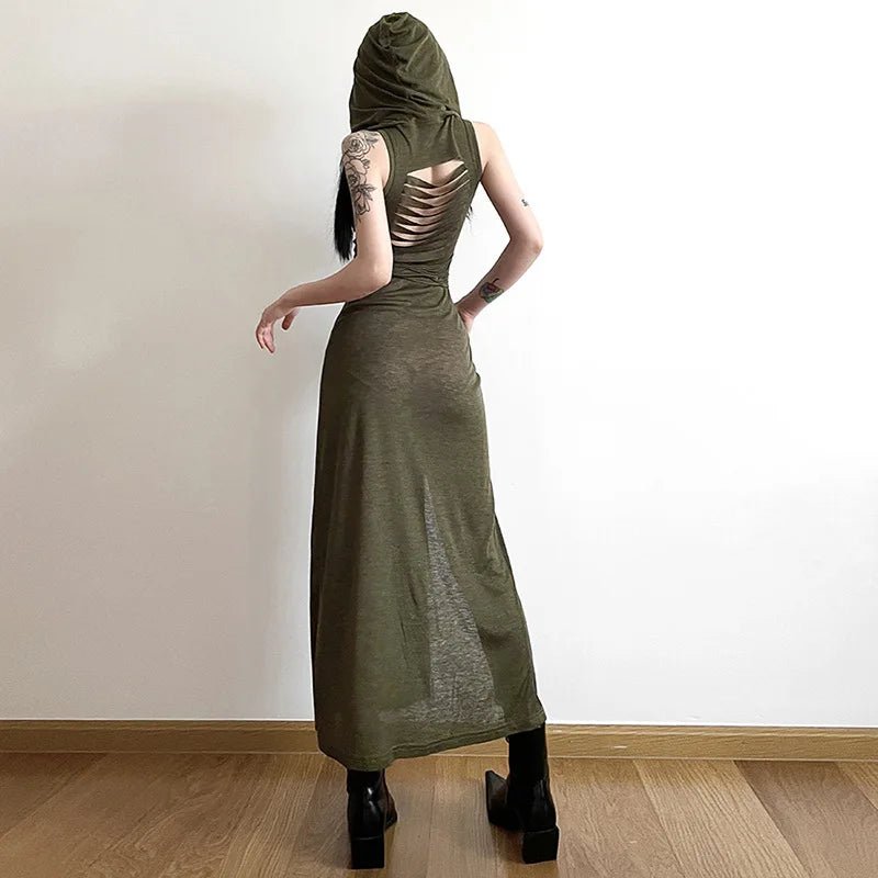 High Slit Gothic Dress with Hood High Slit Gothic Dress with Hood