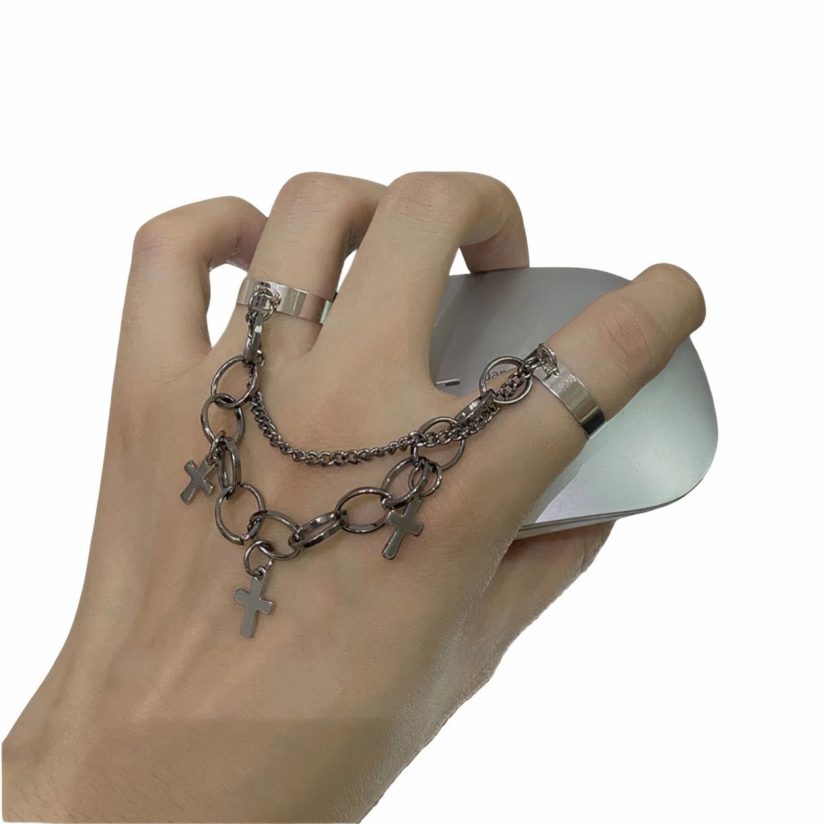 Gothic Finger Chain with Crosses | Castle Gothic