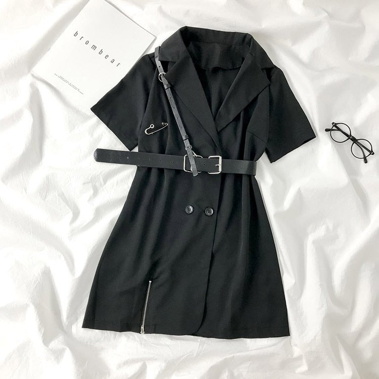 Gothic Dress in Black with a Belt